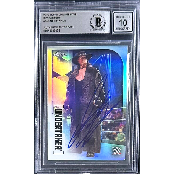 Undertaker Signed 2020 Topps Chrome WWE Card Refractor #66 Beckett Auth 14609375