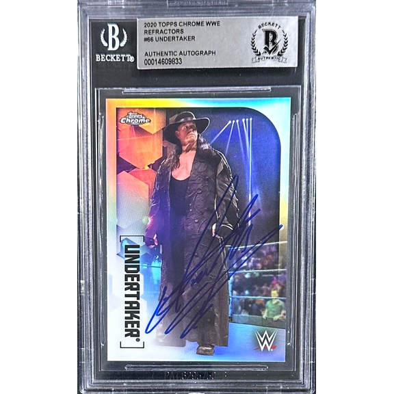 Undertaker Signed 2020 Topps Chrome WWE Card Refractor #66 Beckett Auth 14609833