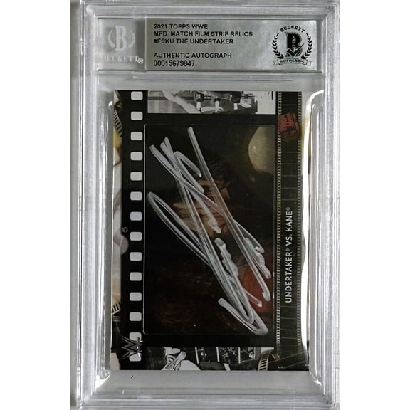 Undertaker Signed 2021 Topps MFD Match Film Strip Relics #FSKU Beckett 15679847