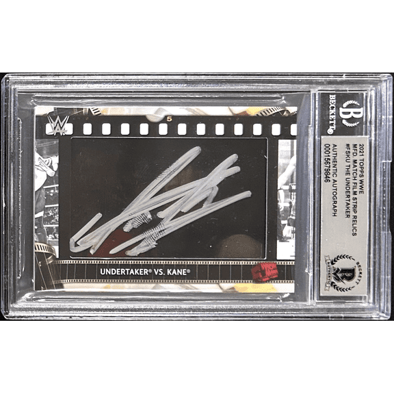 Undertaker Signed 2021 Topps WWE Match Film Strip Card #FSKU Beckett 15679846