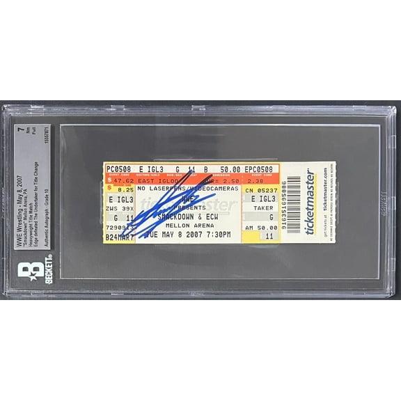 Undertaker Signed WWE Smackdown May 8, 2007 Ticket Beckett 7 NM Auto 10