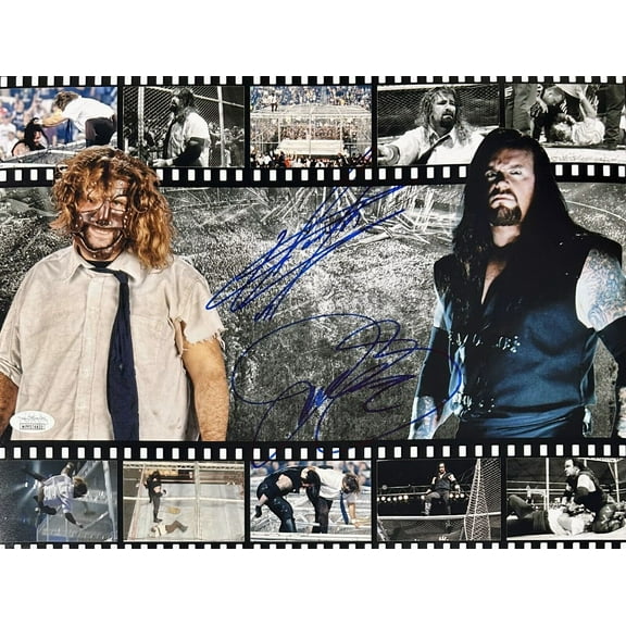 Undertaker and Mic Foley Mankind Signed Autographed 11x14 Photo JSA Authen WWE