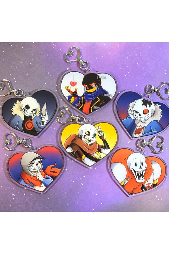 Undertale AU Character Charms - 3 Inch Acrylic Keychain - Dark Bundle (1 keychain)