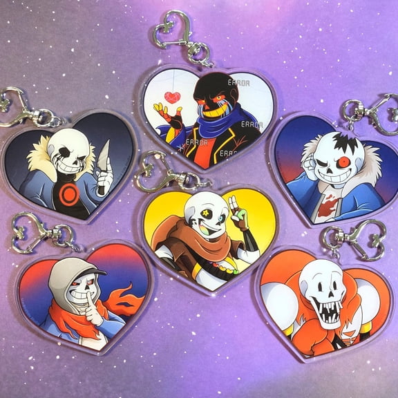 Undertale AU Character Charms - 3 Inch Acrylic Keychain - Dark Bundle (1 keychain)