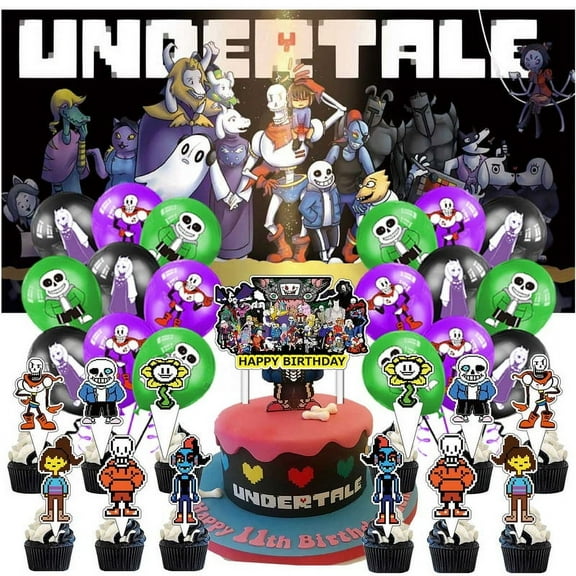 Undertale Party Supplies Decor Latex Balloons Birthday Banner Decorations Kit Backdrop Cake Topper