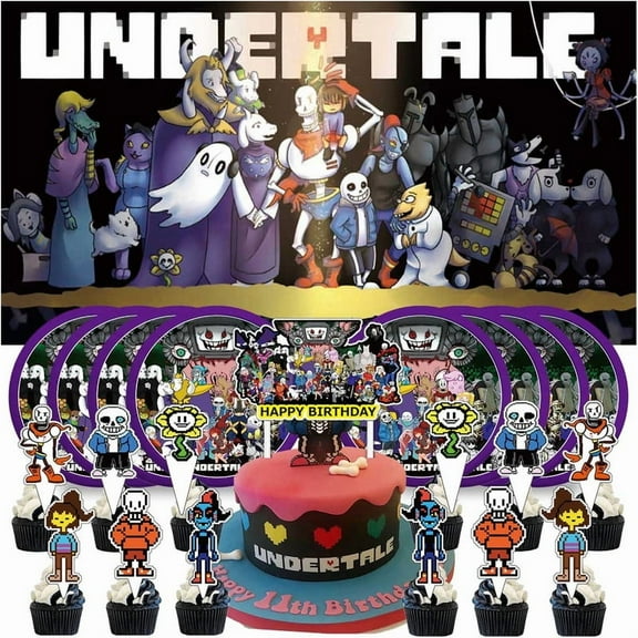 Undertale Plates Supplies Party Decorations Birthday Decor Backdrop Banner Cake Topper Fans