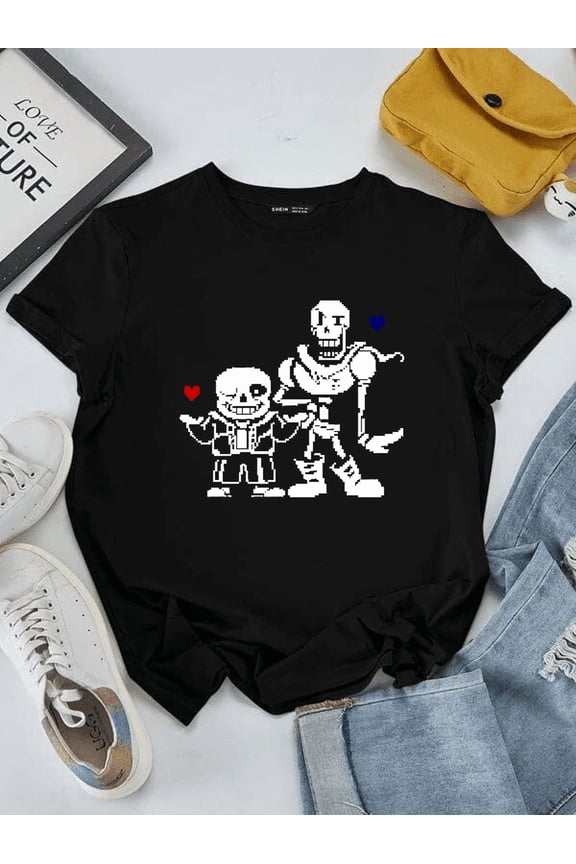Undertale Sans And Papyrus Funny Gamer Graphic Apparel Tee Unisex T-Shirt, S-5XL