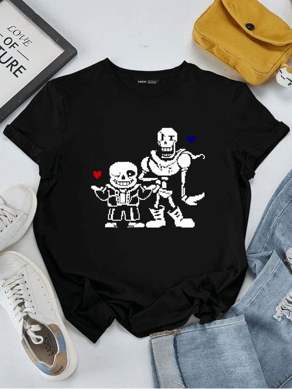 Undertale Sans And Papyrus Funny Gamer Graphic Apparel Tee Unisex T-Shirt, S-5XL