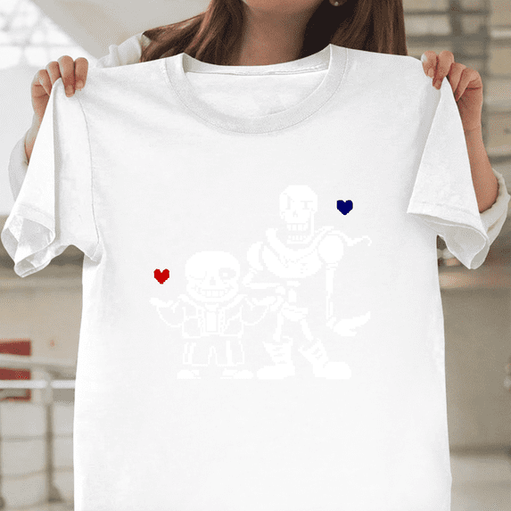 Undertale Sans And Papyrus Funny Gamer Graphic Art Unisex T-Shirt, up to size 3XL.
