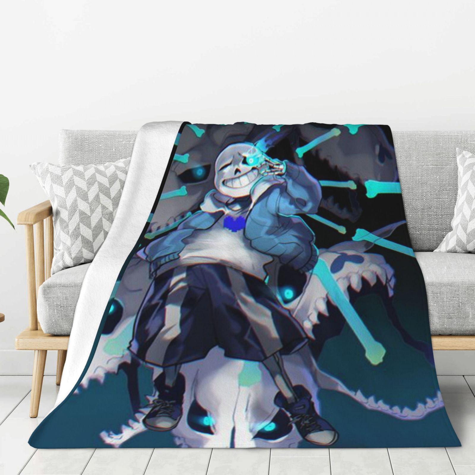 Undertale Sans Bed Blanket Thick Plush Flannel Blanket Warm Fuzzy Throw