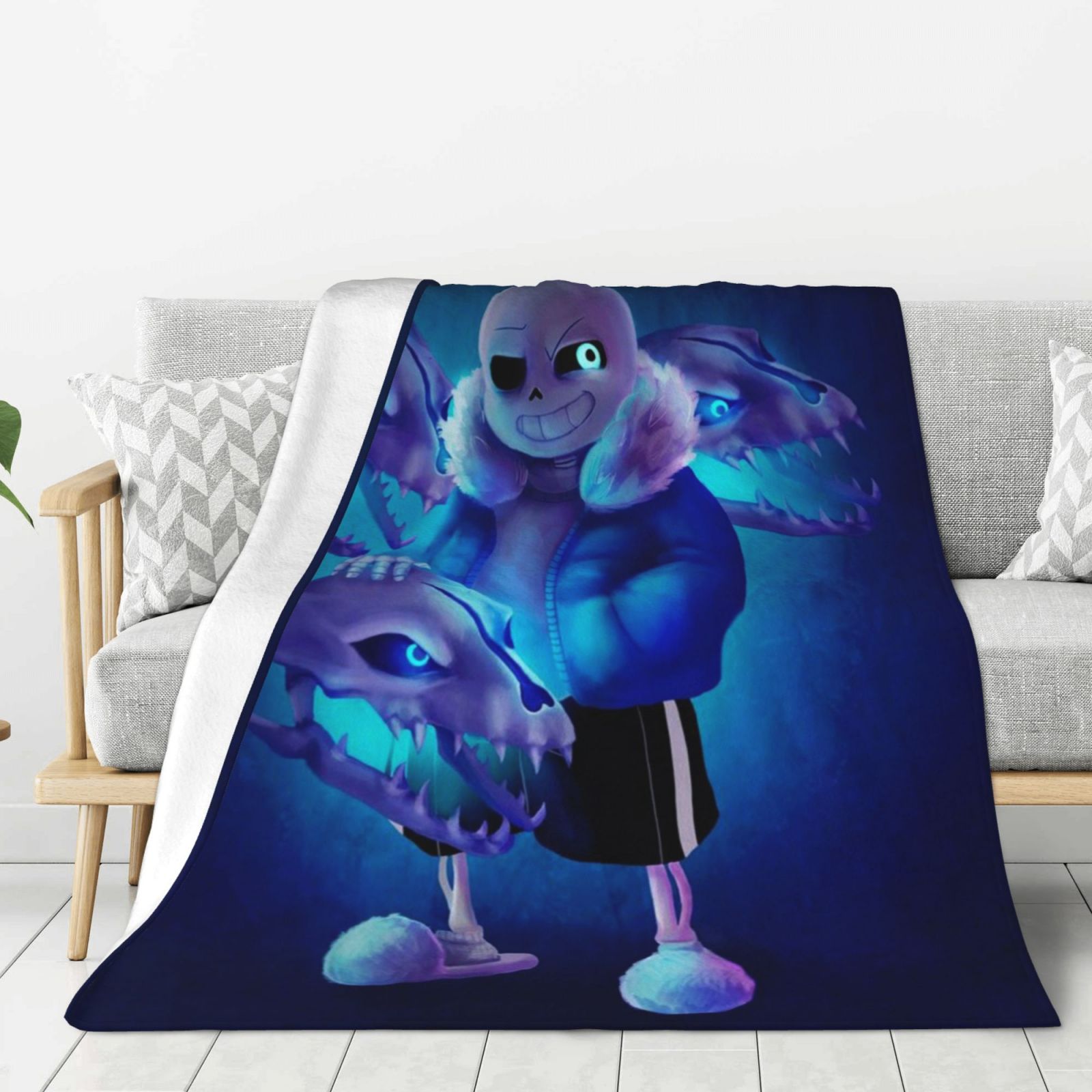 Undertale Sans Bed Blanket Thick Plush Flannel Blanket Warm Fuzzy Throw