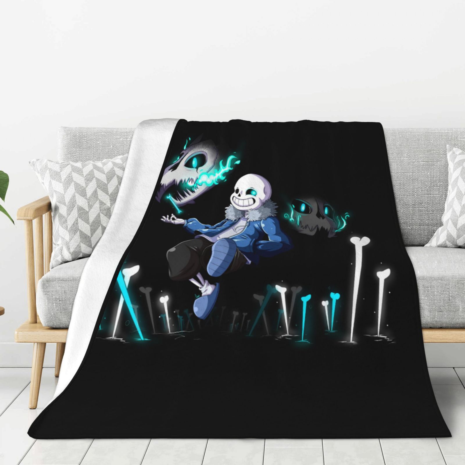 Undertale Sans Bed Blanket Thick Plush Flannel Blanket Warm Fuzzy Throw