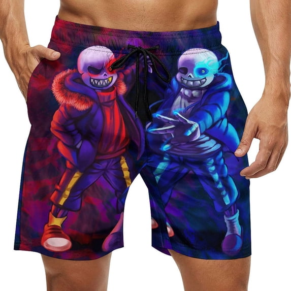 Undertale Sans Mens Board Shorts Quick Dry Swim Trunk Lightweight Soft Swimsuit Bathing Suit for Boys L