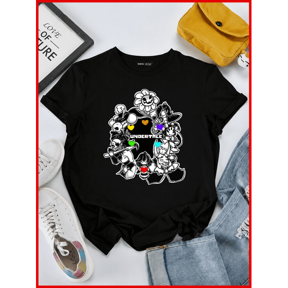 Undertale Sans Papyrus Frisk Flowey Indie RPG Gaming Cast Unisex T-Shirt V60731, S-5XL