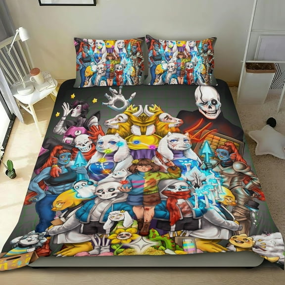 Undertale-themed Bed Sheet Set Three Piece Set Comfortable And Skin Friendly Unique Design Home Decor Gifts For Family Friends fans54x79Inches135cm*200cm