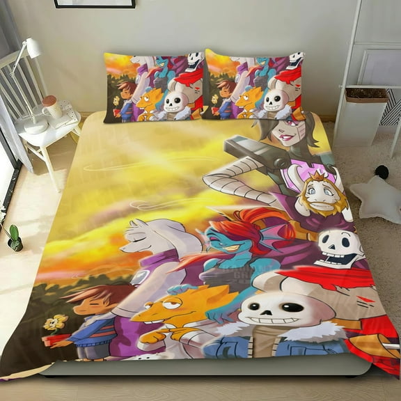 Undertale-themed Bed Sheet Set Three Piece Set Comfortable And Skin Friendly Unique Design Home Decor Gifts For Family Friends fans54x79Inches135cm*200cm
