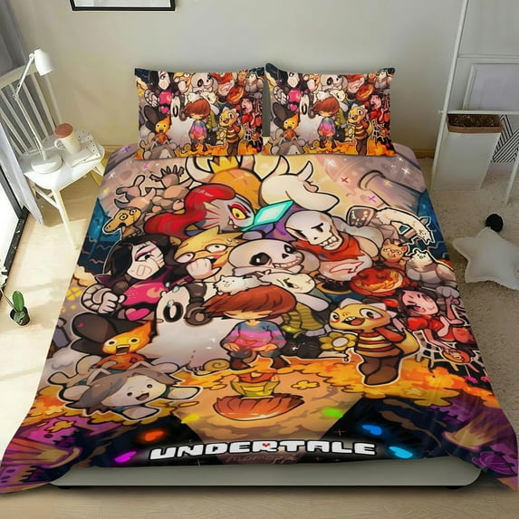 Undertale-themed Bed Sheet Set Three Piece Set Comfortable And Skin Friendly Unique Design Home Decor Gifts For Family Friends fans54x79Inches(135cm*200cm)