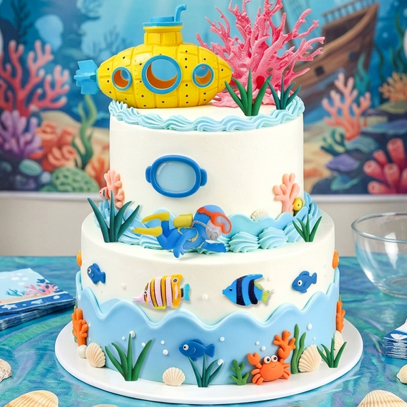 Underwater World Cake Decorating Set - Ocean Diving Theme, Perfect for Birthday Parties, Anniversaries, and Themed Gatherings