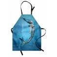 thumbnail image 1 of Underwater Apron Mermaid Fishtail Floating Bubbles Mythical Creature Fairy Ocean Life Artwork Print, Unisex Kitchen Bib Apron with Adjustable Neck for Cooking Baking Gardening, Blue, by Ambesonne, 1 of 3