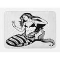 thumbnail image 1 of Underwater Bath Mat, Mermaid Mythological Young Girl with Fish Tail Monochrome Classic Style Art, Non-Slip Plush Mat Bathroom Kitchen Laundry Room Decor, 29.5 X 17.5 Inches, Black White, Ambesonne, 1 of 2