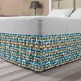 thumbnail image 1 of Underwater Bed Skirt, Shells Coral Reef Botany Exotic Ocean Starfish on Brushstroke Stripes, Elastic Bedskirt Dust Ruffle Wrap Around for Bedding Decor, 4 Sizes, Turquoise Dark Khaki, by Ambesonne, 1 of 2