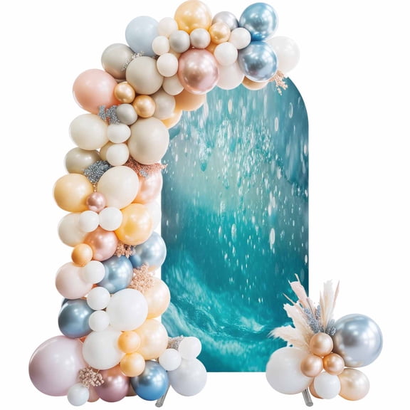 Underwater Bubbles Arch Backdrop Cover 4 FT Dreamy Abstract Blue Deep Ocean Stretchy Elastic Arch Stand Covers Spandex Arched Background Birthday Wedding Party Decoration (No Stand)