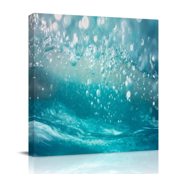 Underwater Bubbles Canvas Wall Art for Living Room, Dreamy Abstract Blue Deep Ocean Wall Decor Framed Artwork Pictures Ready to Hang for Bedroom Office Home Decor