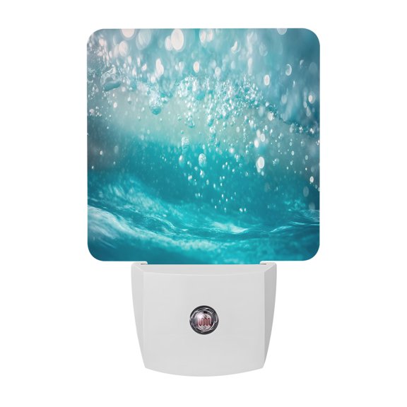 Underwater Bubbles LED Night Light, Dreamy Abstract Blue Deep Ocean Night Lights plug into Wall with Smart Sensor Dusk to Dawn Sensor for Nursery Bedroom 2.95x4.5in