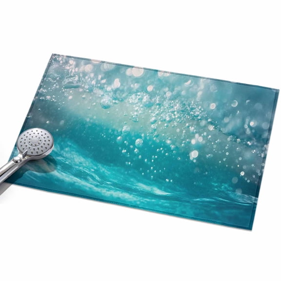 Underwater Bubbles Washable Area Rug 2 x 3 ft Dreamy Abstract Blue Deep Ocean, Soft Non Slip Rugs Stain Repellent Indoor Felt Carpet for Living Dining Room Bedroom Home Office