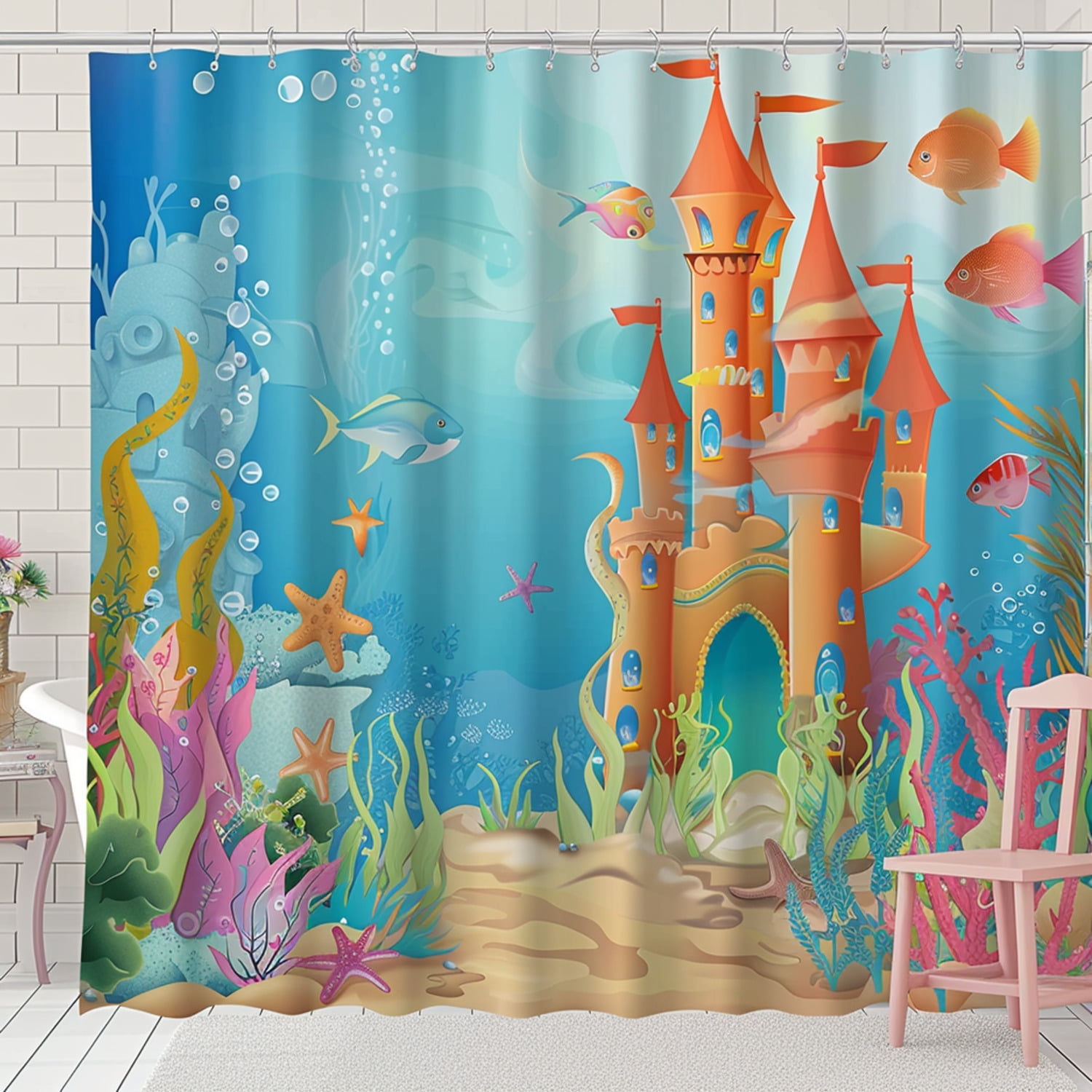 underwater-castle-and-colorful-coral-reef-shower-curtain-set-fun-sea