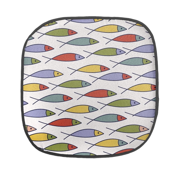 Underwater Chair Seating Cushion, Simplistic Floating Fish Forms in Row Aquatic Underwater Animal Design, Soft Seat Pads for Office with Anti-slip Backing, 16"x16", Multicolor, by Ambesonne