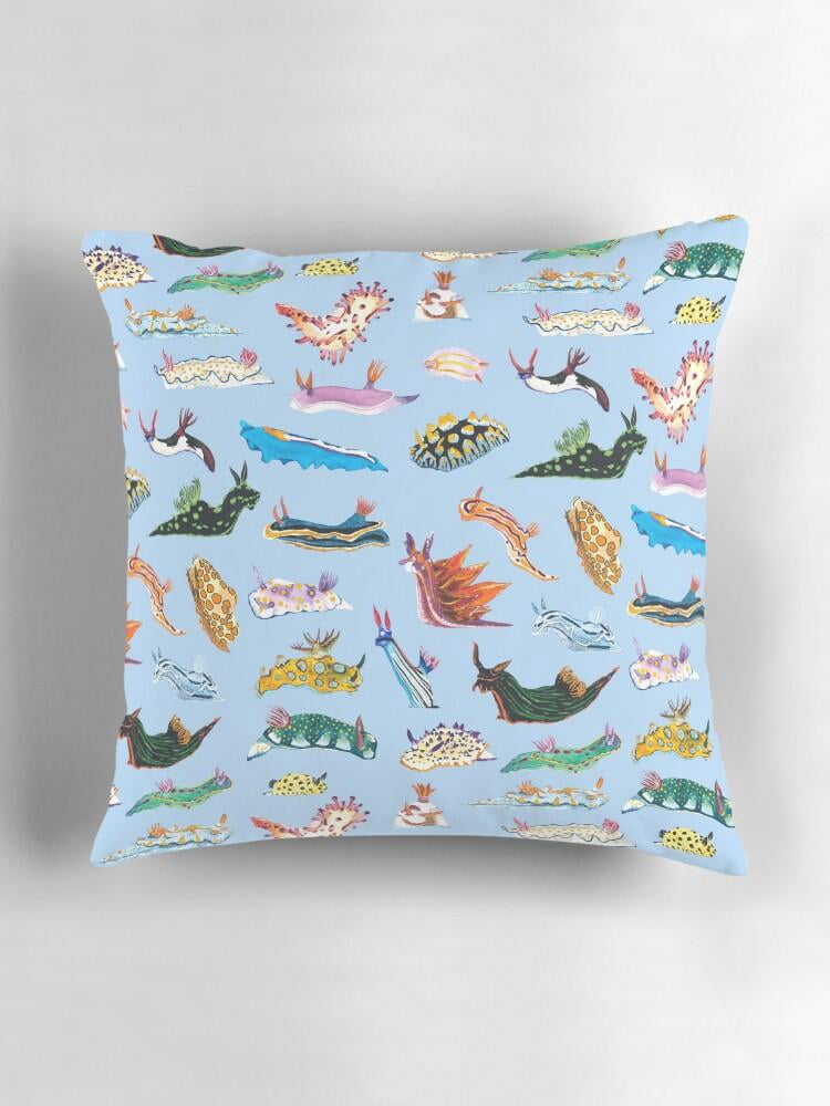 Slug Fish Underwater Coastal Sea Slugs Fish Seahorses Throw Pillow Cover, Double ...