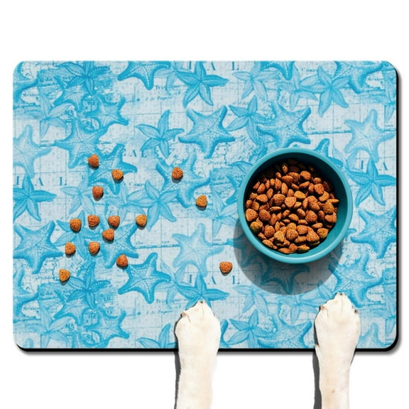 Underwater Coral Reef Dog Food Mat - Waterproof Pet Feeding Pad - Absorbent & Mess-Free