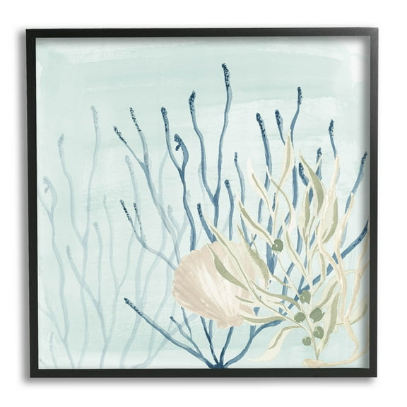 Underwater Coral Shells View Animals & Insects Graphic Art Black Framed Art Print Wall Art
