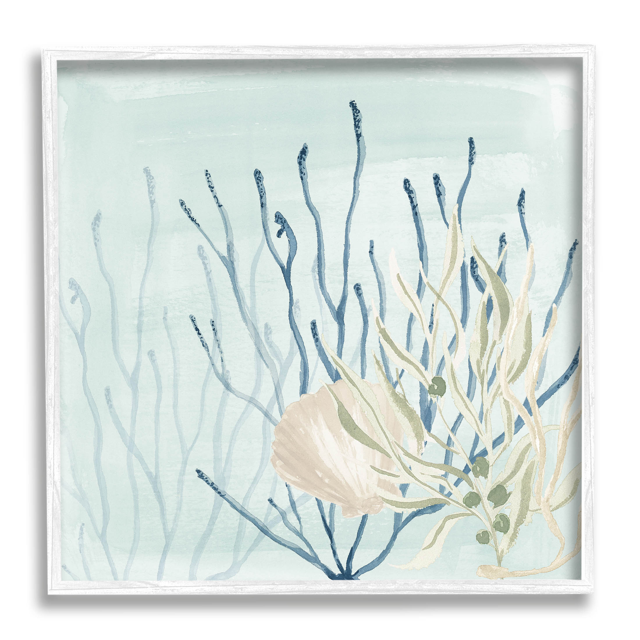 Underwater Coral Shells View Animals & Insects Graphic Art White Framed Art Print Wall Art