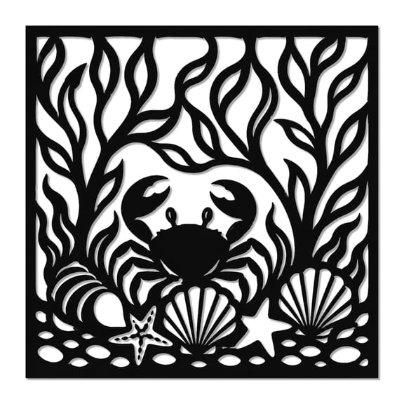 Underwater Crab and Seashell Metal Wall Art WallArt Decor Metal Outdoor Decor Metal Signs Coastal Rustic Artwork Exquisite Home Decoration for Living Room Bathroom Kitchen Beach House Wall Decor
