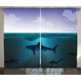 thumbnail image 1 of Ambesonne Underwater Curtains 2 Panel Set, Wild Sharks in Sea, 108" x 96", Violet Petrol Blue, 1 of 3