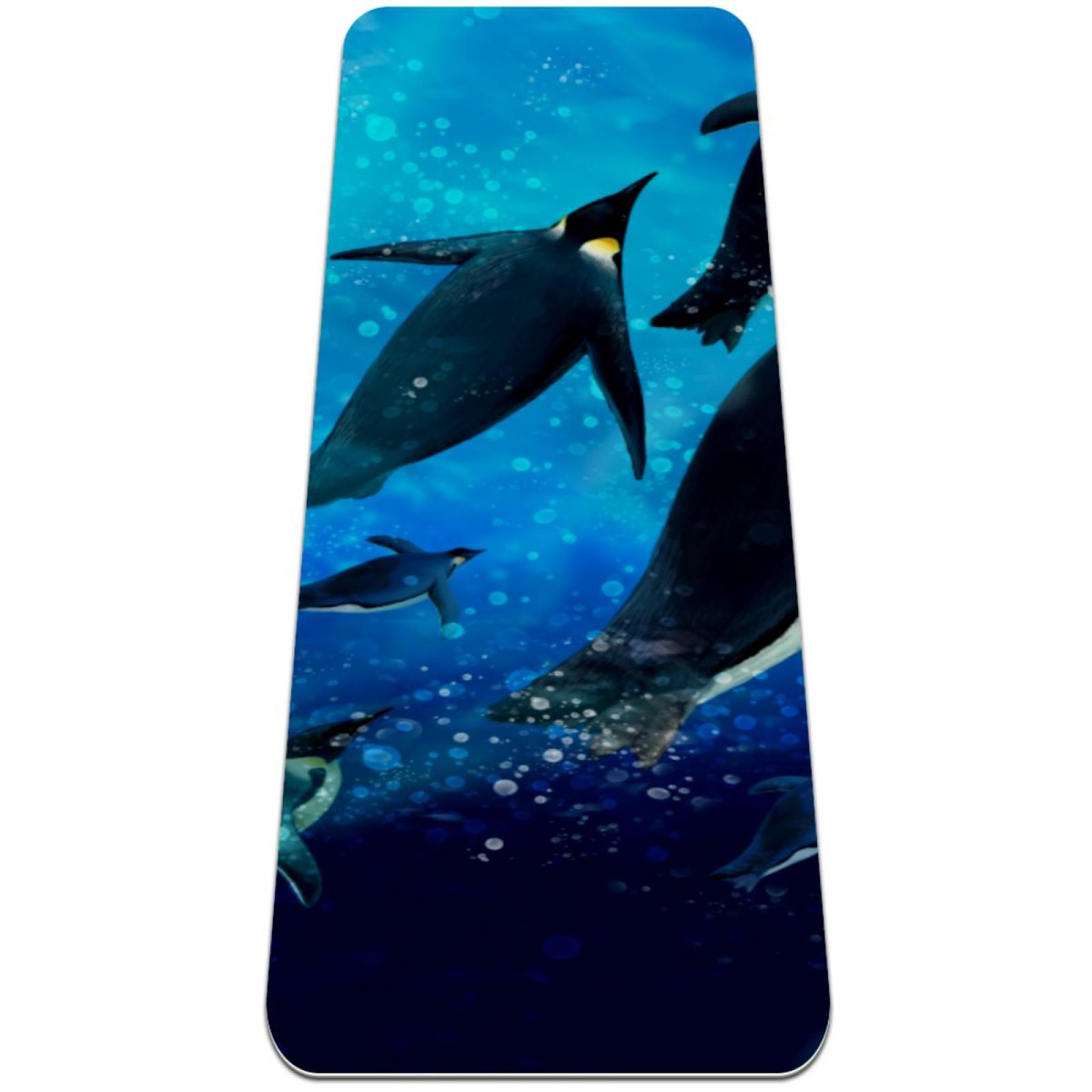 Underwater Cute Penguins Swimming Pattern TPE Yoga Mat for Workout