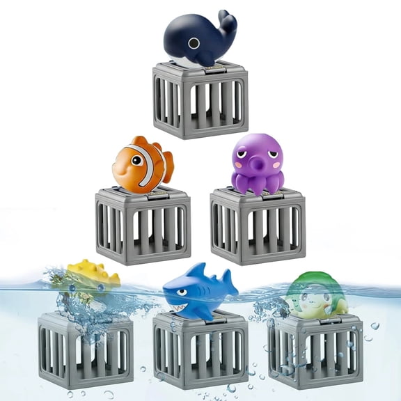 Underwater Dive Rescue Toys | Kids Pool Diving Toys | Diving Cages Toy with Animals Floating | Animal Pool Sinkies Swimming Training Game Accessories for Boys and Girls Summer Pools (Clownfish)