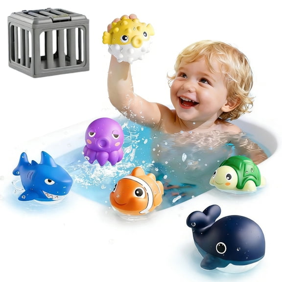 Underwater Dive Rescue Toys, Pool Diving Toys with Storage Fish Box, Colorful Animal Pool Sinkies Swimming Training Game for Boys and Girls, Summer Pool Beach Party Toy(6 Packs)