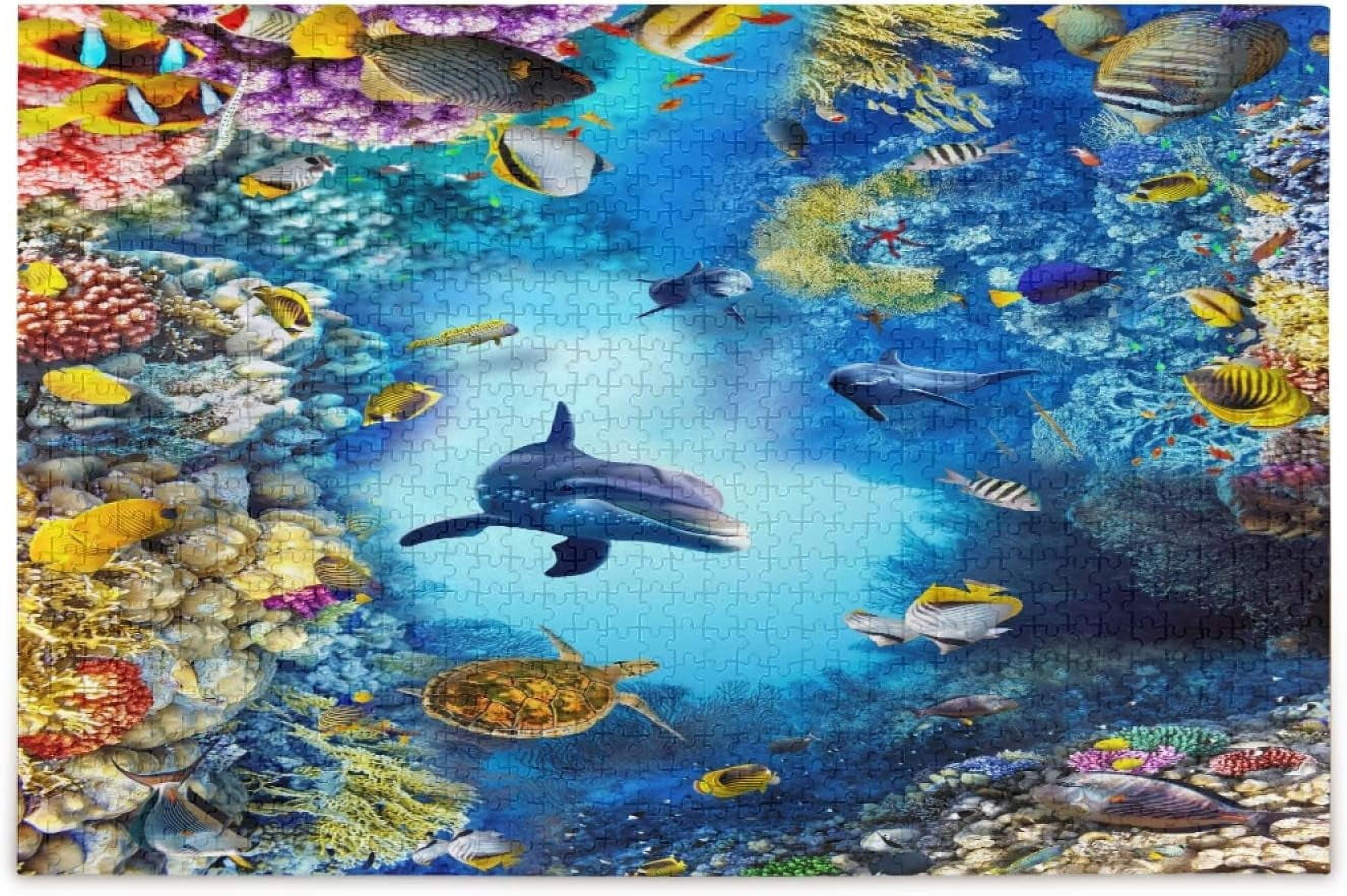 Underwater Dolphin Fish Coral Puzzle for Adults 1000 Piece Puzzles Game DIY Toys Creative Gift