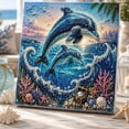 thumbnail image 1 of Underwater Dolphins Diamond Art Kit, with Frame Crystal Rhinestone Canvas for Home Wall Decor Relaxing DIY Craft Gift, Gifts for Family and Friends(Dolphins), 1 of 8