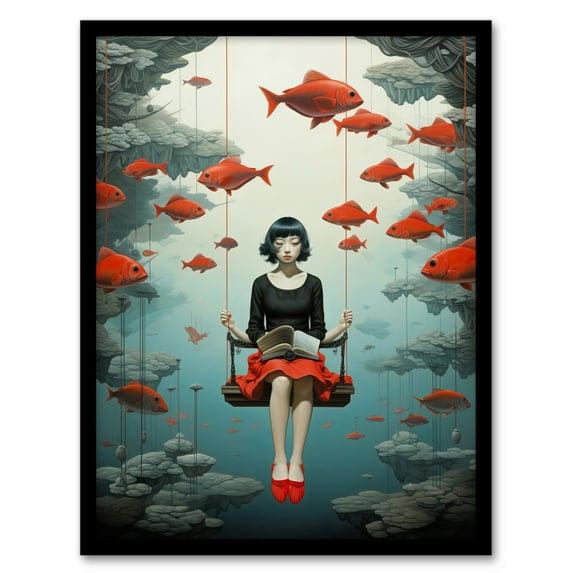 Underwater Dreamworld Surreal Seascape Art Print Framed Poster Wall Decor 12x16 inch