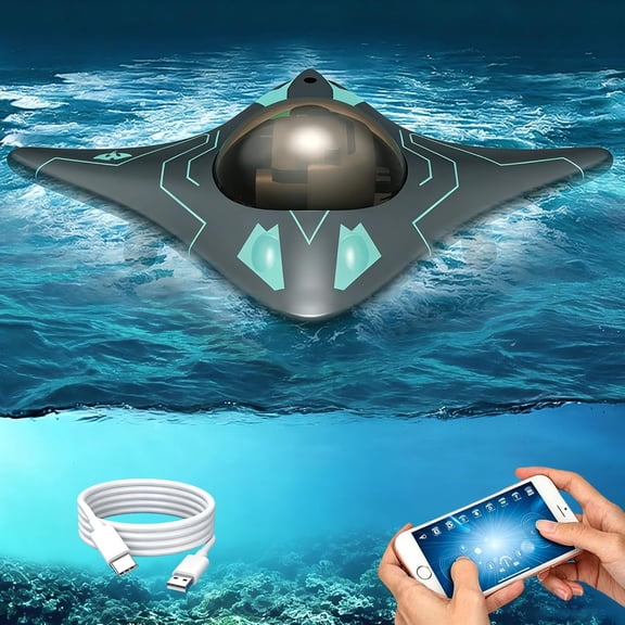 Underwater Drone with Camera for Lake & Pool, Real-Time Video Water Drone with App Control, HD Camera & LED Light, Stable Surface Navigation Rc Boat for Beginners, Non-diving Alternative