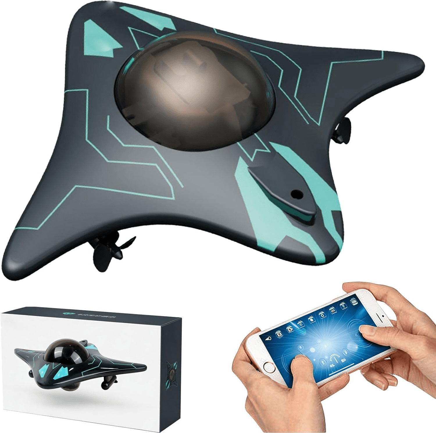 Underwater Drone with Camera, Mini Waterproof RC Boat with Smart App Control, WiFi Wireless Connectivity, Real-Time Image Transmission, 6CH Remote Control for Underwater Exploration