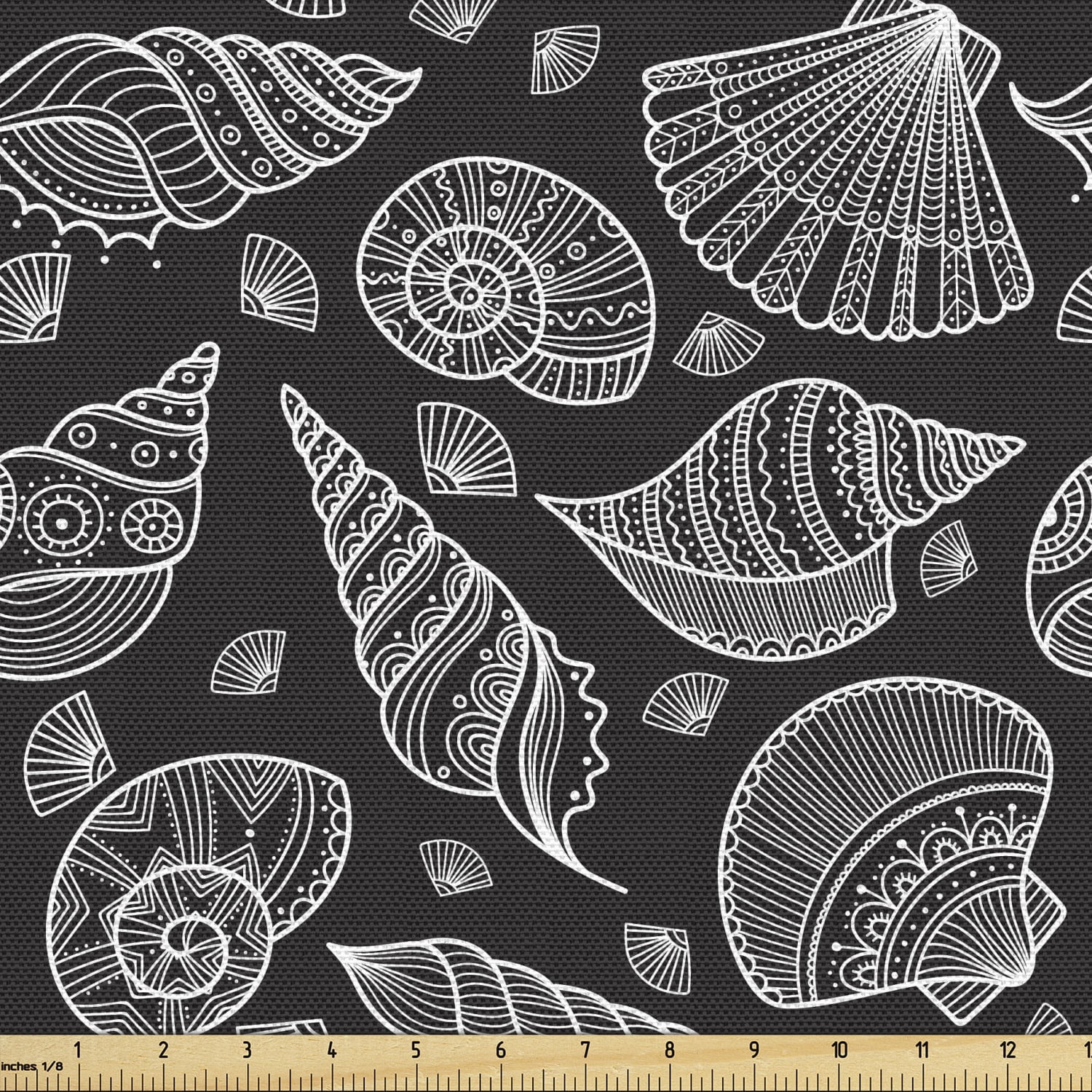 Ocean Shell Textiles Ambesonne Underwater Fabric by the Yard Upholstery, Ethnic Boho Sea ...