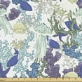 thumbnail image 1 of Ambesonne Underwater Fabric by the Yard Upholstery, Jellyfish Coral Fish Sea, 10 Yards, Dark Lavender Mint Green, 1 of 5