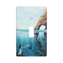 Underwater Fairy And Shark Ocean And MountaIn World Light Switch Cover Plates Single Toggle Wall Plate, Decorative 1-Gang Christmas Decor Lightswitch Cover