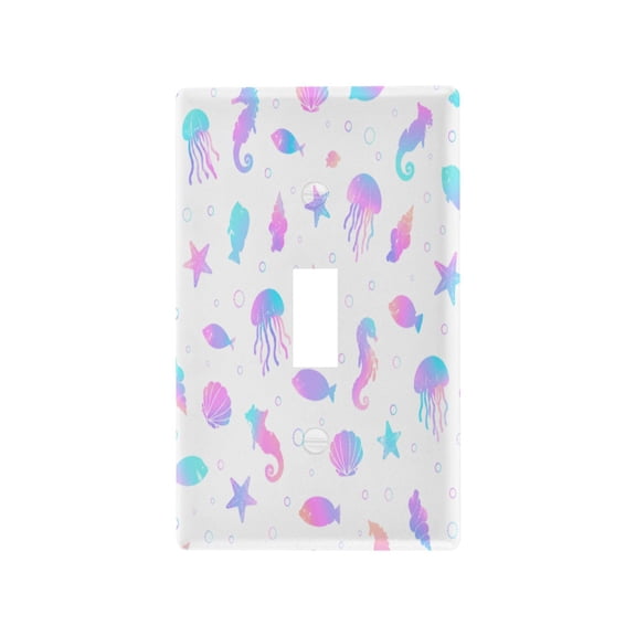 Underwater Fantasy Pattern Decorative Wall Plate, Flame Retardant PC Plastic Light Switch & Outlet Cover with Mounting Screws Fits Toggle Switch