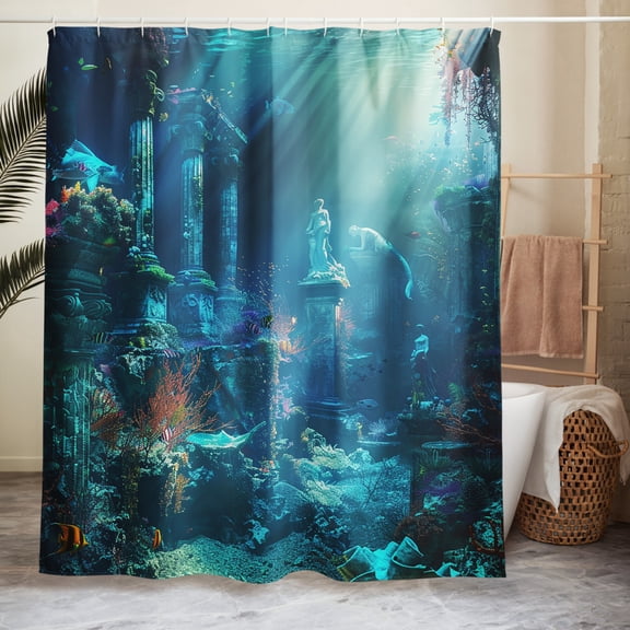 Underwater Fantasy Shower Curtain, Ocean Themed Decor, Bathroom Accessory, Coastal Vibes, Nautical Gift, Artistic Shower DecorShower curtain